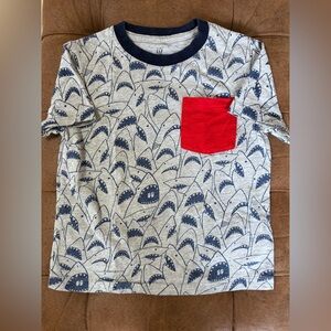 GAP Kids Shark Pattern Tee with Red Accent